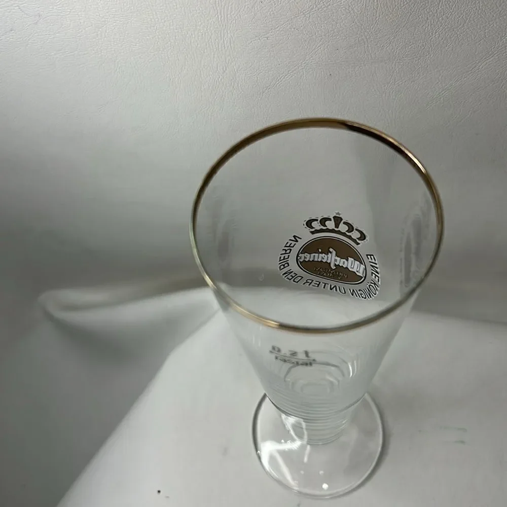 Warsteiner Beer Bier Glass 8 Ounces Gold Black Logo Premium German Deutschland